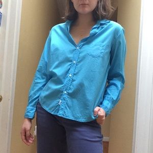 Frank and Eileen turquoise blue light poplin shirt